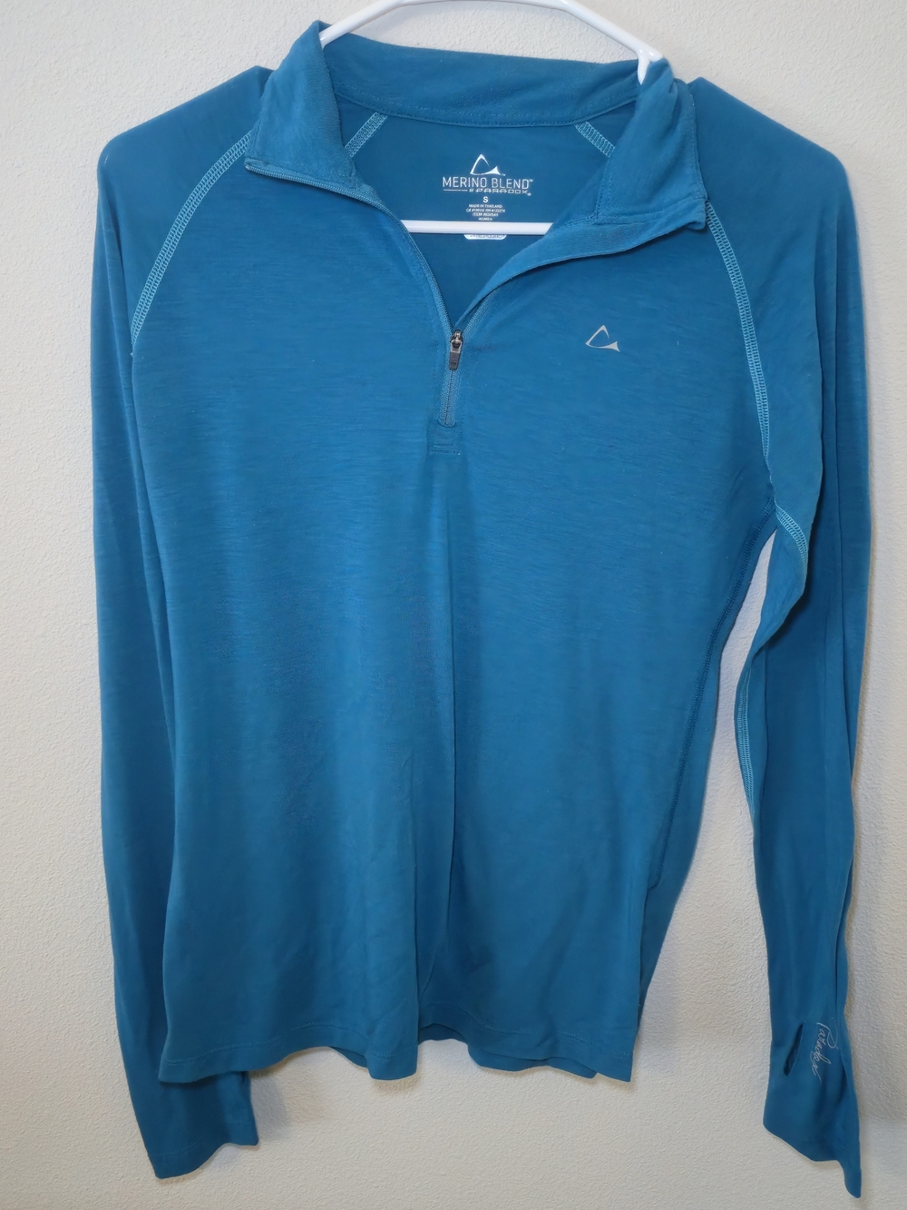 Paradox Teal Long Sleeve Quarter-Zip Merino Blend Pullover
